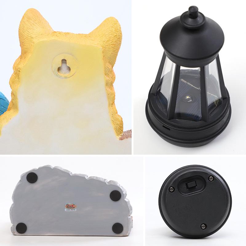 Biển chào mừng sân vườn resin, móc treo trang trí, đèn cỏ năng lượng mặt trời (RG-235)