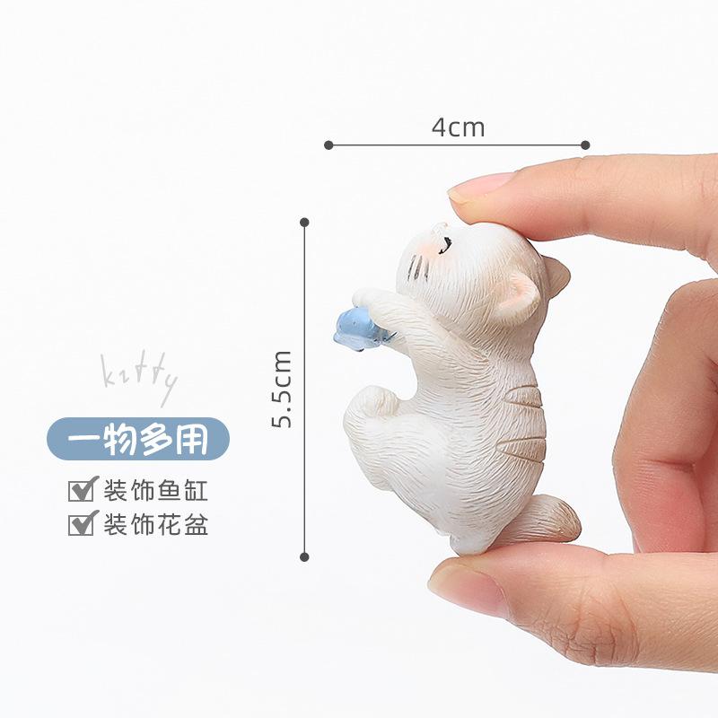 Móc trang trí mèo leo bể, phụ kiện tiểu cảnh hồ cá, móc treo cây và chậu hoa (RG-11)