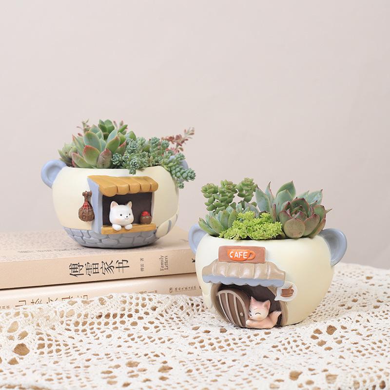 Chậu cây mọng nước hình nàng tiên resin, chậu mini để bàn, trang trí nhà, ban công và tiểu cảnh (RG-193)