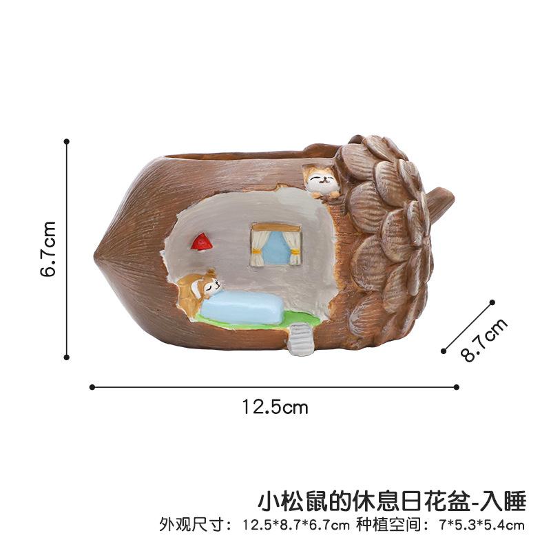 Chậu cây hình quả thông resin, giá đỡ cây mini, chậu mọng nước trang trí cửa sổ (RG-22)