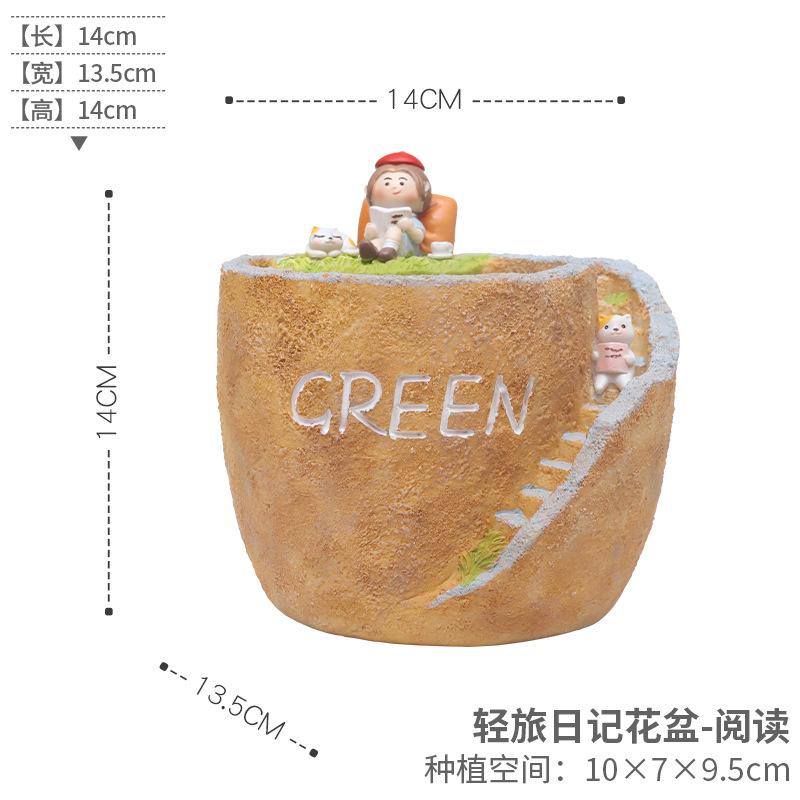Chậu cây mọng nước resin phong cách đồng quê, chậu mini DIY trang trí bàn, ban công và sân vườn (RG-254)