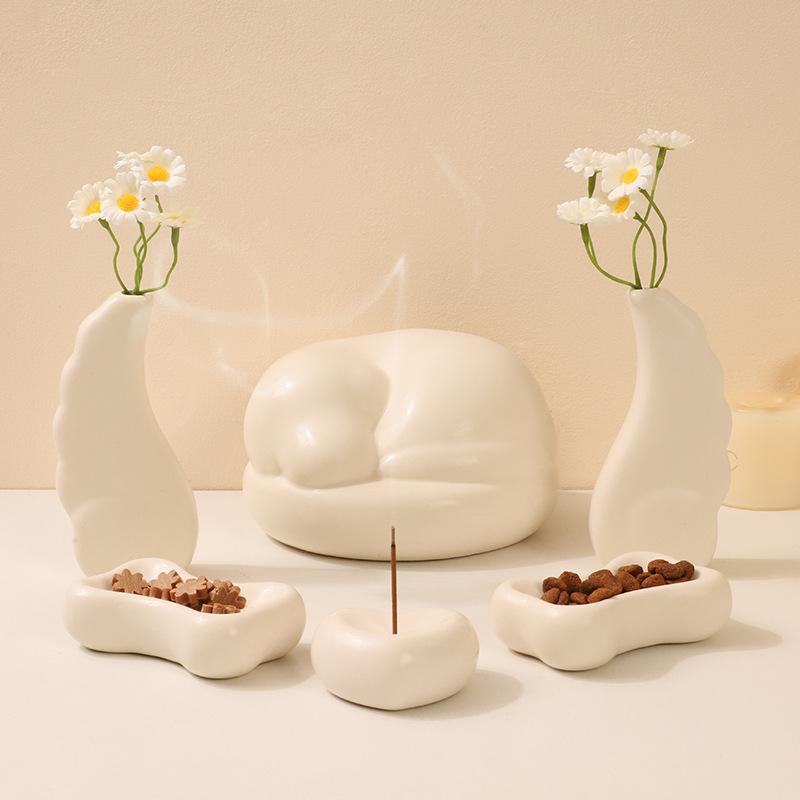 Chậu Cây Resin Bộ hũ tro cốt thú cưng bằng gốm, hũ tưởng niệm chó mèo, đồ tang lễ và hỏa táng thú cưng (RG-55)