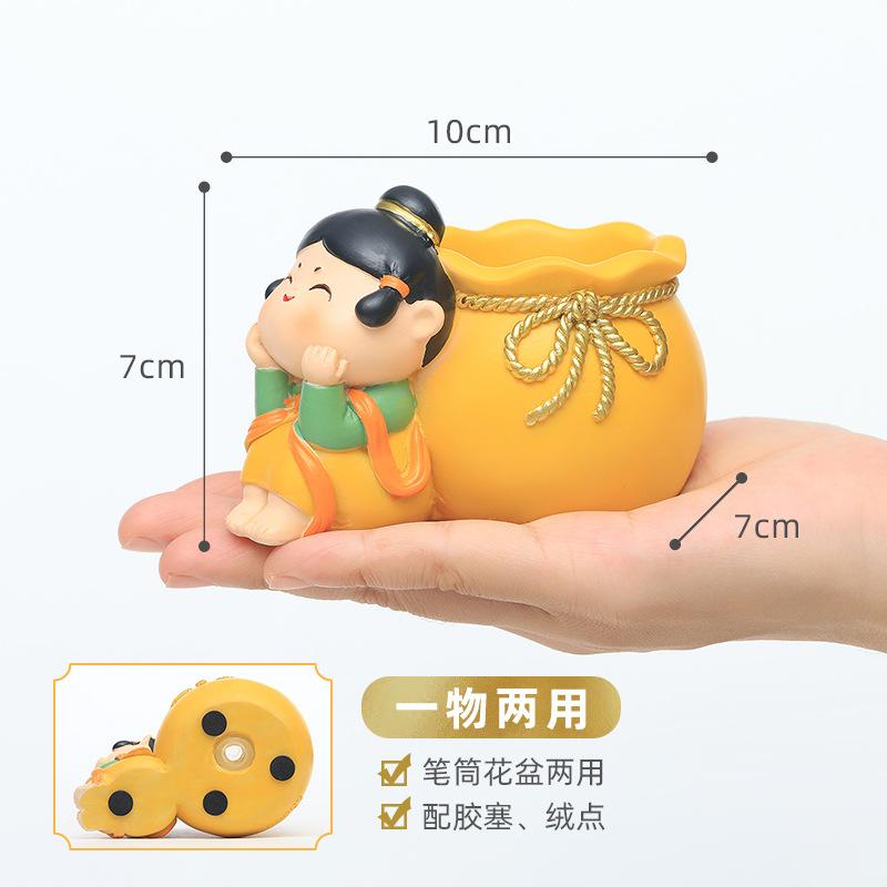 Chậu cây mọng nước hình mỹ nữ nhà Đường, chậu mini phong cách Trung Hoa, trang trí sân vườn (RG-155)