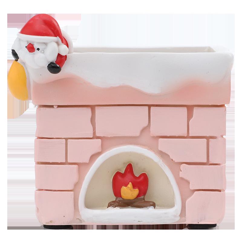 Chậu cây mọng nước Giáng Sinh resin vẽ tay, chậu mini trang trí bàn, tiểu cảnh và sân vườn (RG-205)