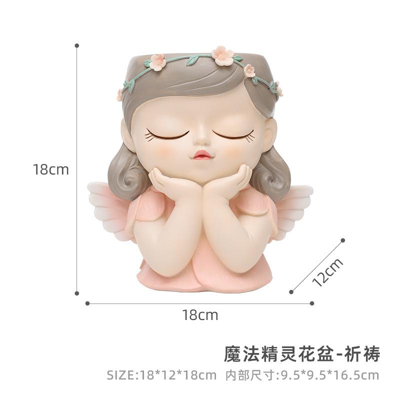 Chậu cây resin hình cô gái yêu tinh, chậu mọng nước mini, trang trí nhà, văn phòng và tiểu cảnh (RG-54)