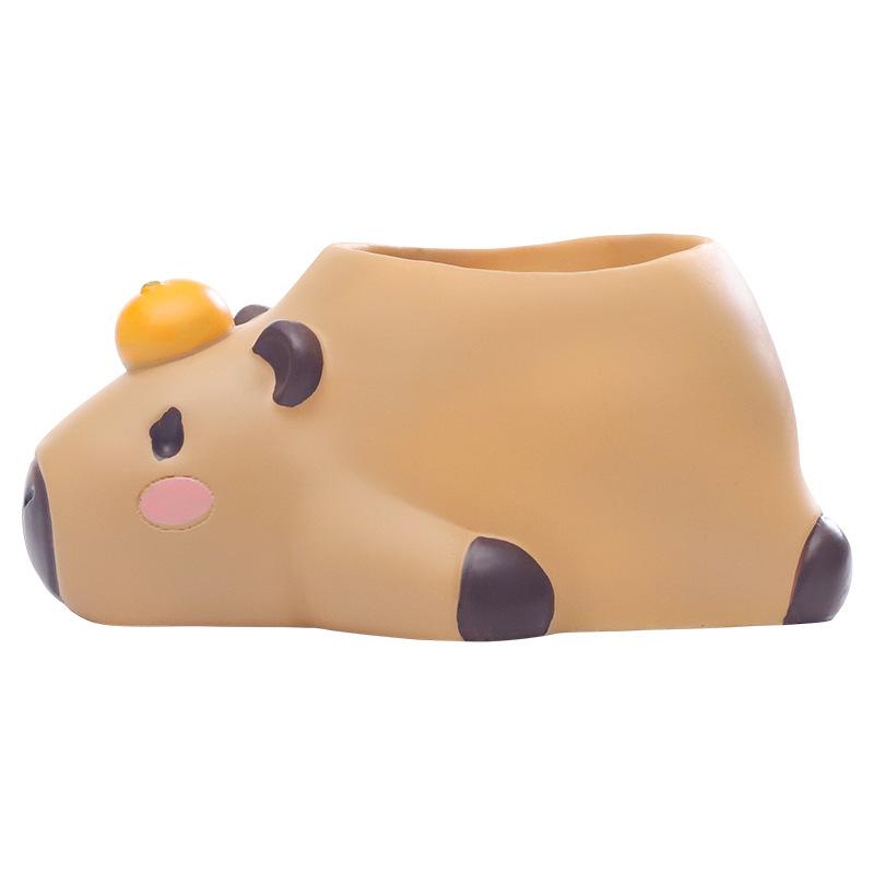 Chậu cây mọng nước hình Capybara resin, chậu mini trang trí bàn, tiểu cảnh sân vườn (RG-40)