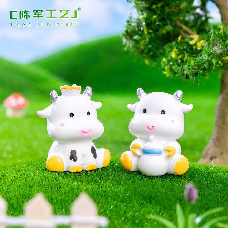 Tiểu cảnh bò sữa dễ thương mini trang trí chậu cây DIY (ZC-1225)