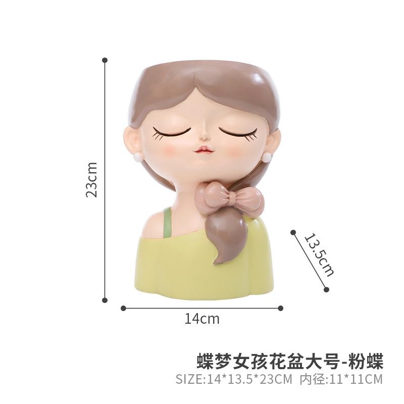 Chậu cây resin hình cô gái, chậu cây mọng nước mini, trang trí sân vườn, ban công và tiểu cảnh (RG-151)