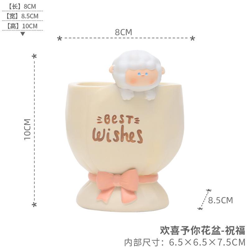 Chậu cây mọng nước thú cưng hoạt hình resin, chậu mini trang trí nhà, văn phòng và bàn làm việc (RG-56)