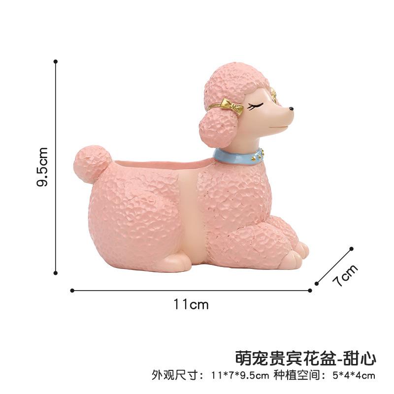 Chậu cây hình chó Poodle resin, chậu mọng nước mini, trang trí bàn, cửa sổ và sân vườn (RG-78)