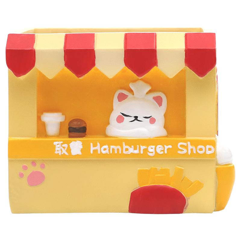 Chậu cây mọng nước hình cửa hàng đồ ăn hoạt hình resin, chậu mini để bàn, trang trí sân vườn (RG-225)