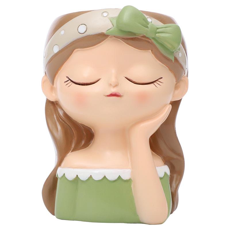 Chậu cây resin hình cô gái, chậu cây mọng nước mini, trang trí sân vườn, ban công và tiểu cảnh (RG-151)