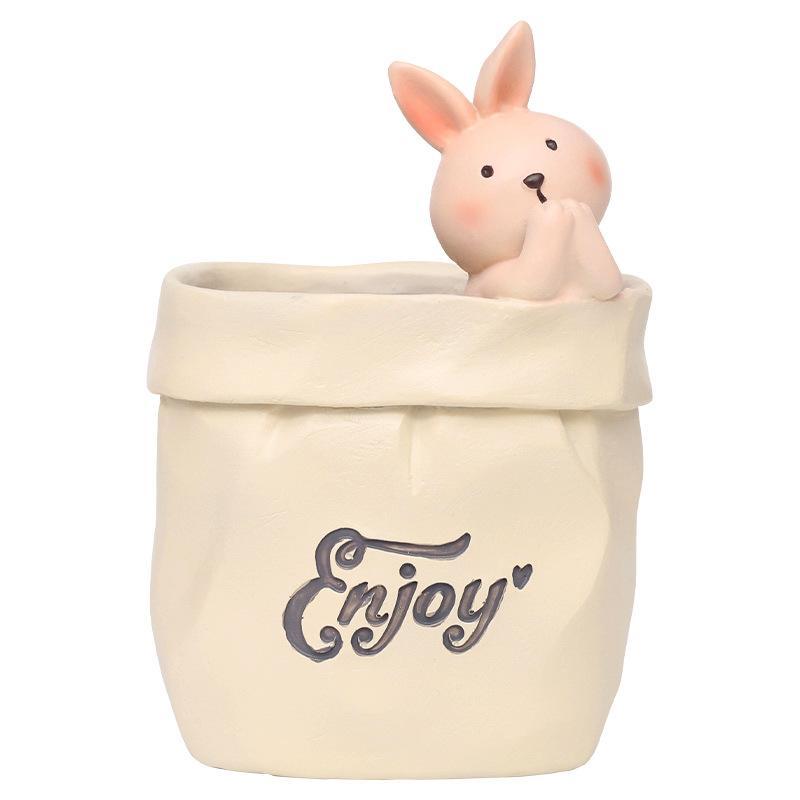 Chậu cây mọng nước hình túi giấy Bắc Âu, chậu resin mini, trang trí nhà và văn phòng (RG-38)