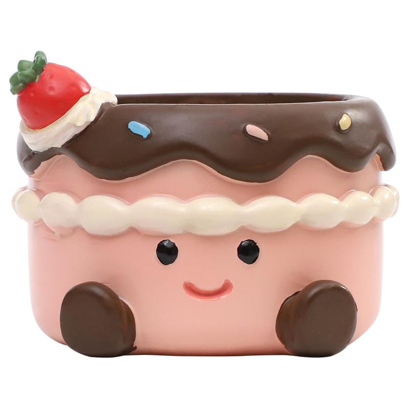 Chậu cây mọng nước hình bánh kem resin, chậu mini để bàn, trang trí cửa sổ sân vườn (RG-32)