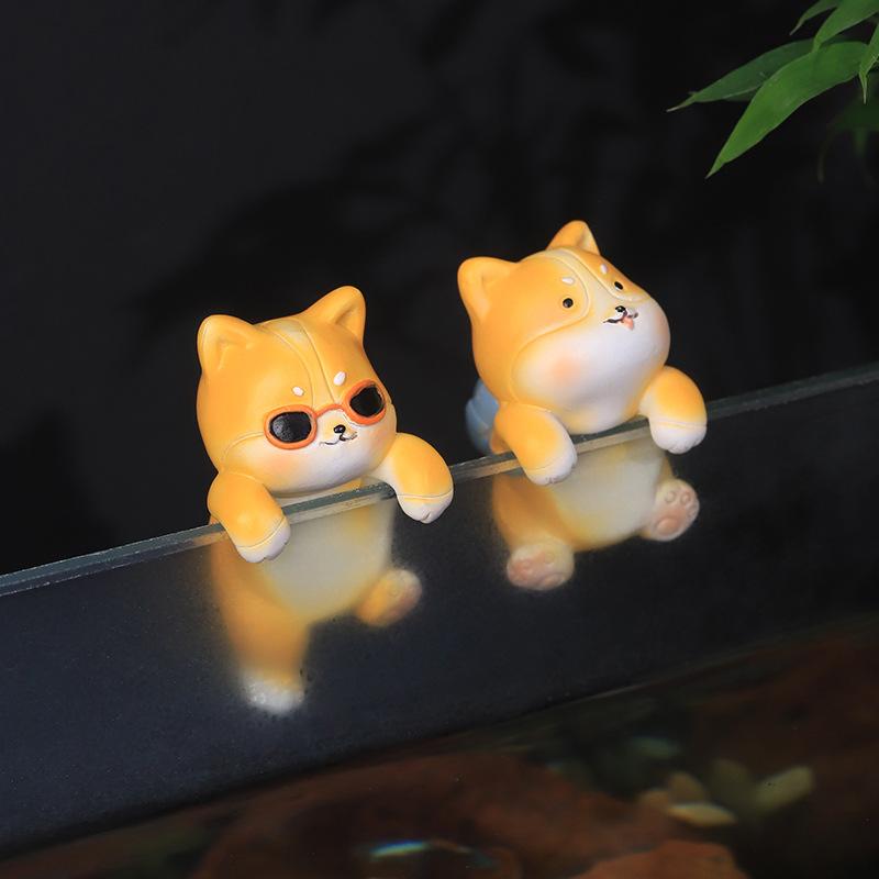 Tượng Corgi resin phong cách Zakka, phụ kiện bể bò sát, hồ cá, tiểu cảnh và chậu cây (RG-245)