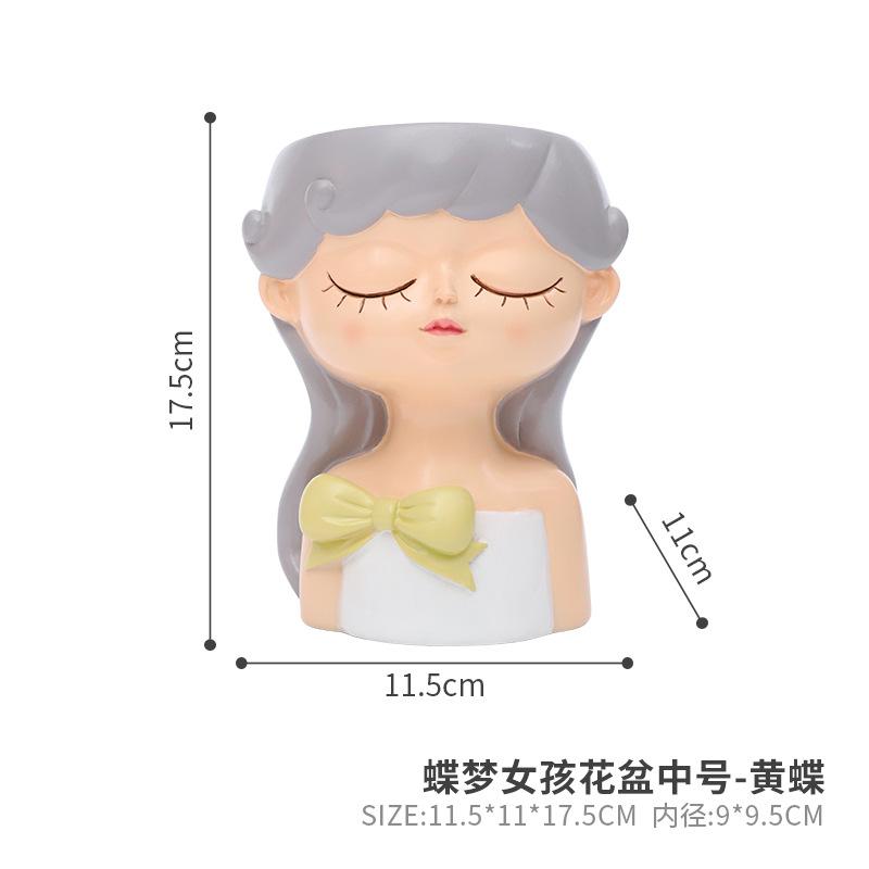 Chậu cây mọng nước hình cô gái hoạt hình resin, chậu mini trang trí nhà, ban công và sân vườn (RG-208)