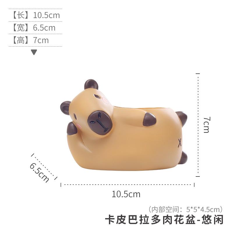 Chậu cây mọng nước hình Capybara resin, chậu mini trang trí bàn, tiểu cảnh sân vườn (RG-40)