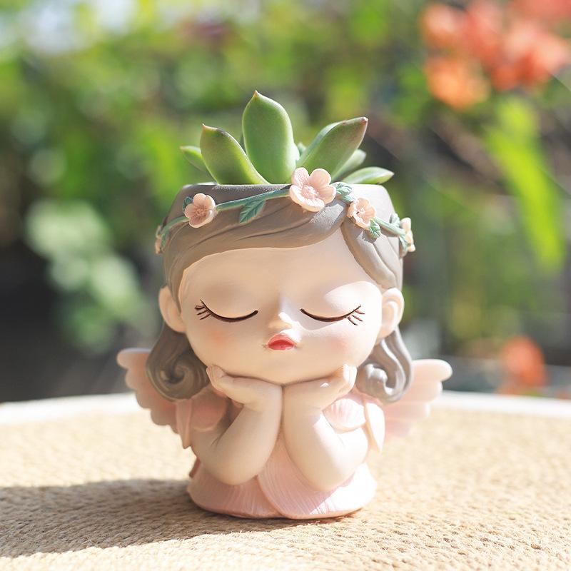 Chậu cây hình ngỗng trắng resin, chậu cây mọng nước mini, trang trí sân vườn và tiểu cảnh ngoài trời (RG-196)