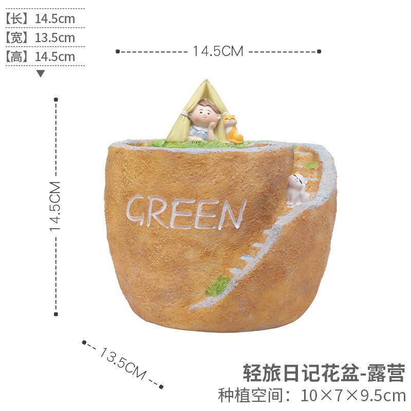 Chậu cây mọng nước resin phong cách đồng quê, chậu mini DIY trang trí bàn, ban công và sân vườn (RG-254)