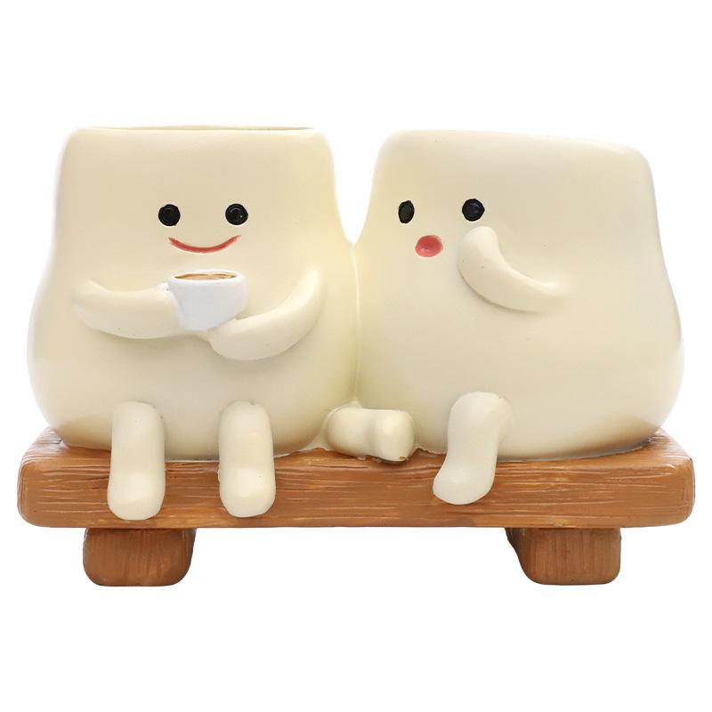 Chậu cây mọng nước resin liên thể nhiều lỗ, chậu mini hoạt hình, trang trí vườn ban công (RG-50)