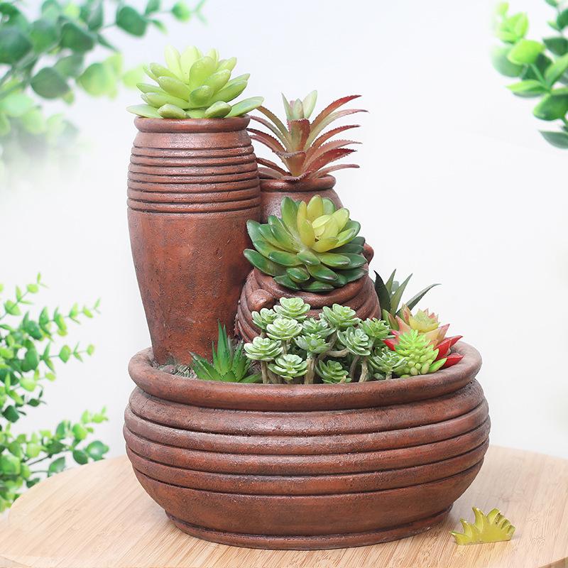 Chậu cây resin giả chum đất nung, chậu mọng nước mini, trang trí ban công và tiểu cảnh (RG-257)