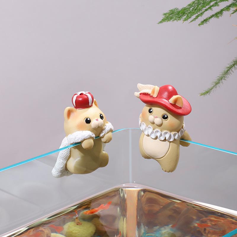 Móc trang trí mèo leo bể resin, phụ kiện tiểu cảnh hồ cá, trang trí chậu cây và sân vườn (RG-117)