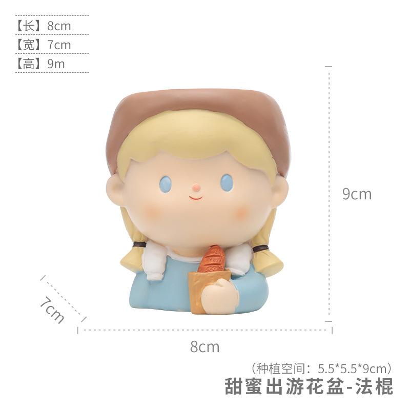 Chậu cây mọng nước hình bé gái resin, chậu mini trang trí văn phòng, ban công (RG-48)