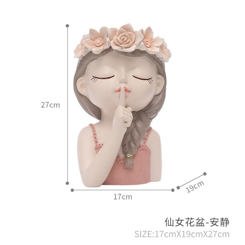 Chậu cây hình cô gái tiên resin cỡ lớn, chậu trang trí phòng khách, bàn làm việc và sân vườn (RG-90)