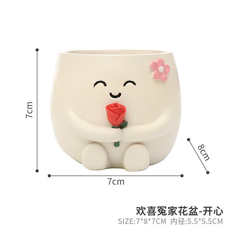 Chậu cây mọng nước resin hình nhân vật vui nhộn, chậu mini trang trí ban công, bàn làm việc (RG-7)