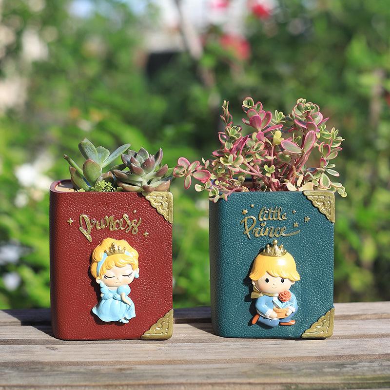 Chậu Cây Resin Chậu cây hình quyển sách cổ tích resin, chậu mọng nước mini, trang trí bàn, ban công và sân vườn (RG-139)