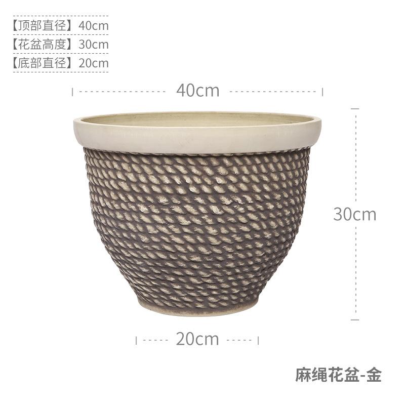 Chậu cây resin giả gốm cỡ lớn, chậu tròn phong cách Bắc Âu, chậu cây trang trí phòng khách (RG-141)