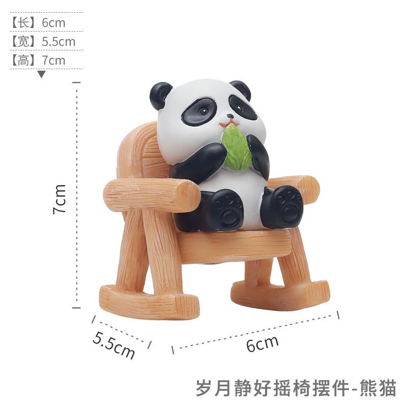 Tượng gấu trúc nằm ghế resin, đồ trang trí bàn văn phòng, đồ chơi giải trí và quà tặng (RG-244)