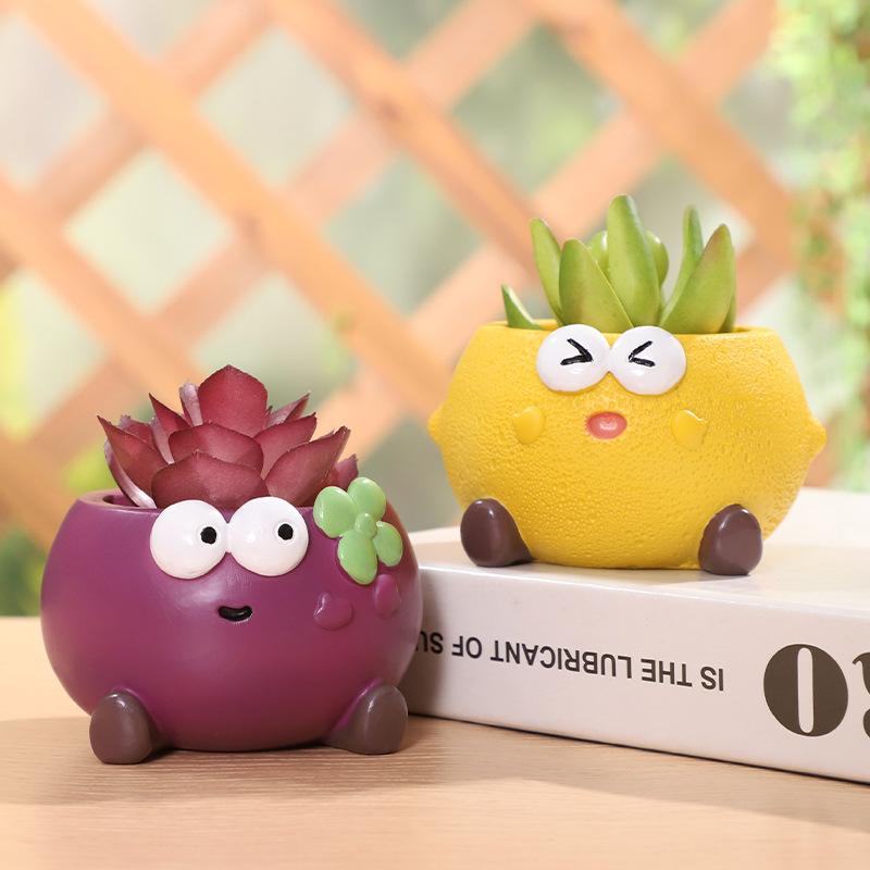 Chậu cây mọng nước hình trái cây resin, chậu mini trang trí sân vườn, bàn làm việc và ban công (RG-68)