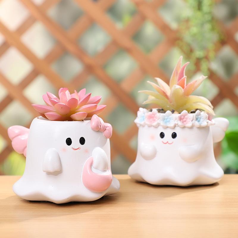 Chậu cây mọng nước hình ma Halloween, chậu mini trang trí bàn, sân vườn và tiểu cảnh (RG-134)