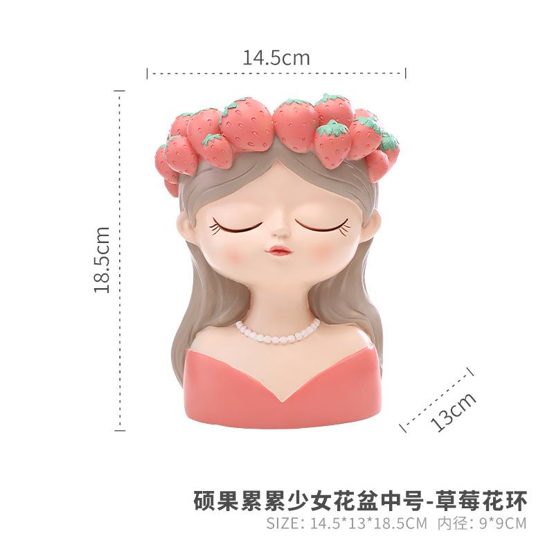 Chậu cây hình cô gái trái cây resin, chậu mọng nước mini, trang trí ban công và sân vườn (RG-215)